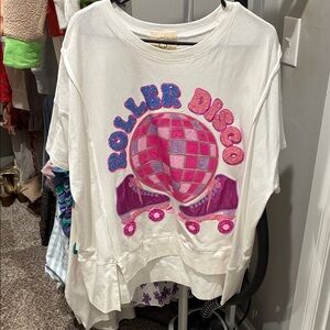 Fantastic Fawn Roller Disco Tee - White and Pink